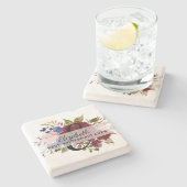 Bruidsmeisjes Cadeau Burgundy Blauw Met Naam Stenen Onderzetter (Zijkant)