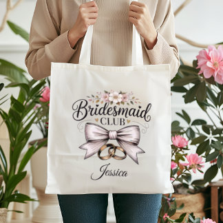 Bruidsmeisjes Club Coquette Bloem Boog Trouwfeest Tote Bag