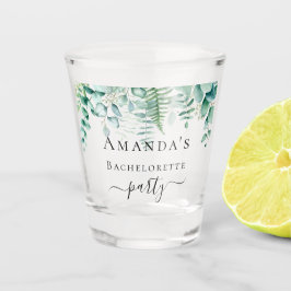 Bruidsmeisjes eucalyptus groenblijvende varens bos shot glas