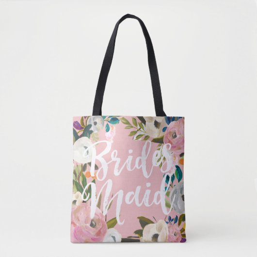 Bruidsmeisjes Geborsteld Bloemstuk Trouwfeest Roze Tote Bag (Voorkant)