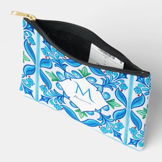 Bruidsmeisjes geschenken Aqua Blue Talavera monogr Etui (Open)