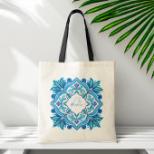 Bruidsmeisjes geschenken aqua blue talavera monogr tote bag