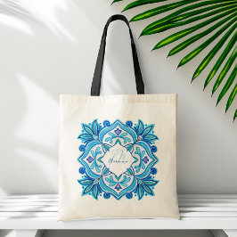 Bruidsmeisjes geschenken aqua blue talavera monogr tote bag