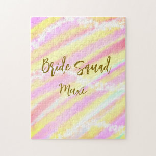 Bruidsmeisjes gouden pastel roze kleurrijke glitte legpuzzel