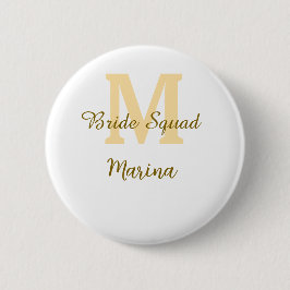 Bruidsmeisjes initiaal gouden bruiloft eenvoudig  ronde button 5,7 cm