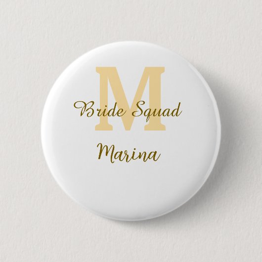Bruidsmeisjes initiaal gouden bruiloft eenvoudig  ronde button 5,7 cm (Voorkant)