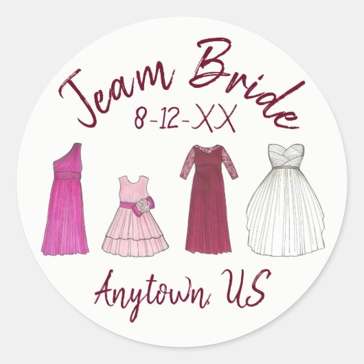 Bruidsmeisjes Jurken voor Bruidsfeest en Afscheid Ronde Sticker (Voorkant)