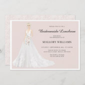 Bruidsmeisjes lunch bruidsjurk uitnodiging (Voorkant / Achterkant)