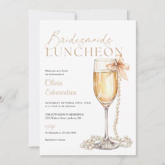 Bruidsmeisjes lunch champagne Prosecco Kaart (Voorkant)