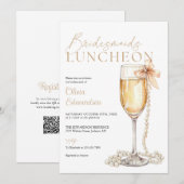 Bruidsmeisjes lunch champagne QR-code Kaart (Voorkant / Achterkant)