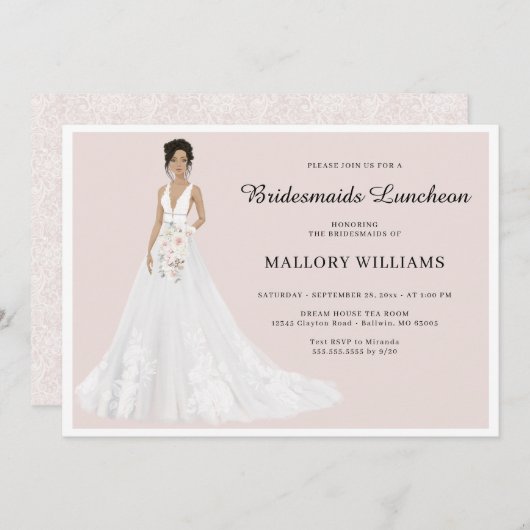 Bruidsmeisjes Luncheon Bruidsjurk Kaart (Voorkant / Achterkant)