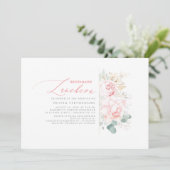 Bruidsmeisjes Luncheon Roze Bloemen Vrijgezellenfe Kaart (Staand voorkant)