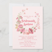 Bruidsmeisjes Lunchroom Bloem Roze Bruidsboeket Kaart (Voorkant)