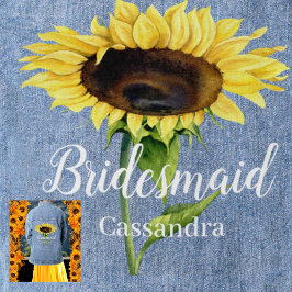 Bruidsmeisjes Naam Gele Zonnebloemen Bloemen Bloem Denim Jacket