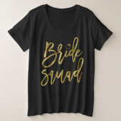 Bruidsmeisjes Nep Goud Plus-Maat T-Shirt (Design voorkant)