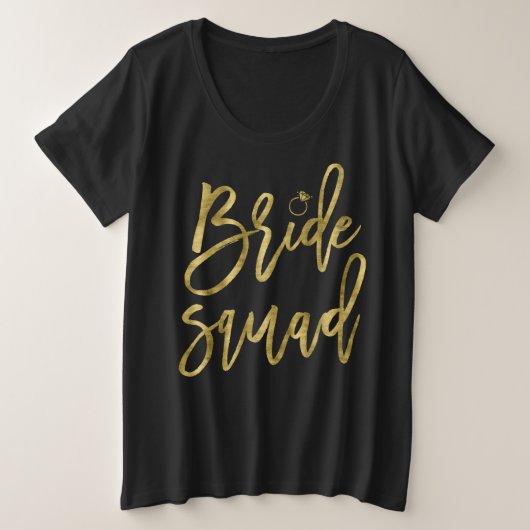 Bruidsmeisjes Nep Goud Plus-Maat T-Shirt (Design voorkant)