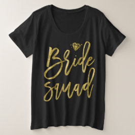 Bruidsmeisjes Nep Goud Plusmaten Briljant Zwart Grote Maat T-shirt
