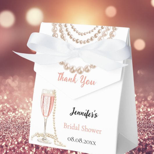 Bruidsmeisjes parels Prosecco roze bubbels Bedankdoosjes