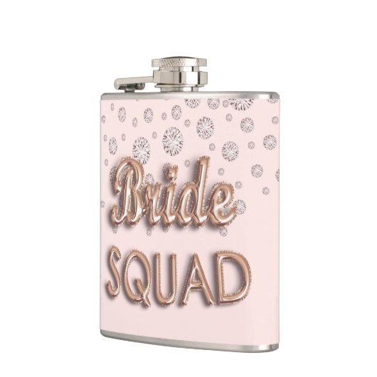 Bruidsmeisjes roze goud roze diamanten vrijgezelle heupfles (Links)