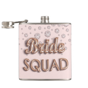 Bruidsmeisjes roze goud roze diamanten vrijgezelle heupfles