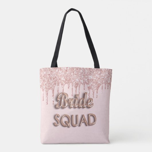 Bruidsmeisjes roze goud roze glitters bruidsfeest tote bag (Achterkant)