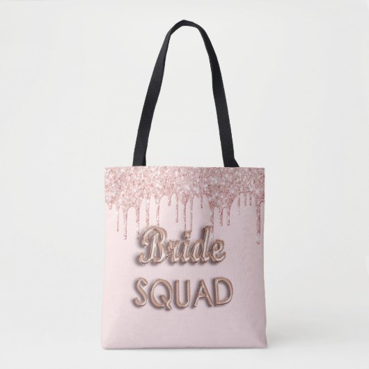 Bruidsmeisjes roze gouden glinsterende vrijgezelle tote bag (Voorkant)