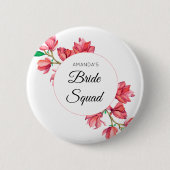 Bruidsmeisjes Roze Witte Team Bruid Bloemig Ronde Button 5,7 Cm (Voorkant)