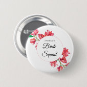 Bruidsmeisjes Roze Witte Team Bruid Bloemig Ronde Button 5,7 Cm (Voorkant /achterkant)