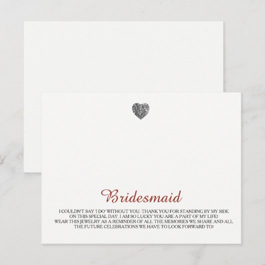 Bruidsmeisjes sieraden Sjabloon Briefkaart (Voorkant / Achterkant)