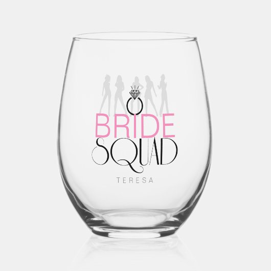 Bruidsmeisjes Silhouetten Roze ID252 Wijnglas Zonder Voet (Voorkant)