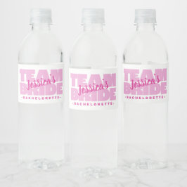 Bruidsmeisjes Team Bruid Trouwen Koel Roze Retro Waterfles Etiket