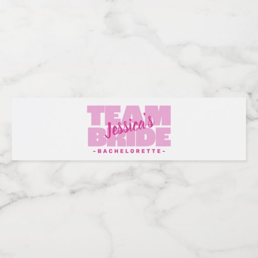 Bruidsmeisjes Team Bruid Trouwjurk Cool Roze Retro Waterfles Etiket (Enkel label)