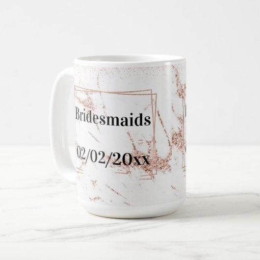 Bruidsmeisjes Tumbler: Roze Gouden Elegantie Koffiemok (Voorkant links)