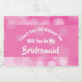 bruidsmeisjes voorstel bubble sparkly roze schatti sparkling wijnetiket (Enkel label)