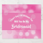 bruidsmeisjes voorstel bubble sparkly roze schatti sparkling wijnetiket (Enkel label)