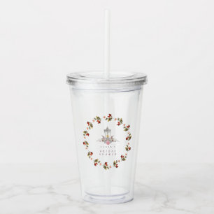 Bruidsmeisjesborrel met rozen en lantaarn in lande acryl drinkbeker