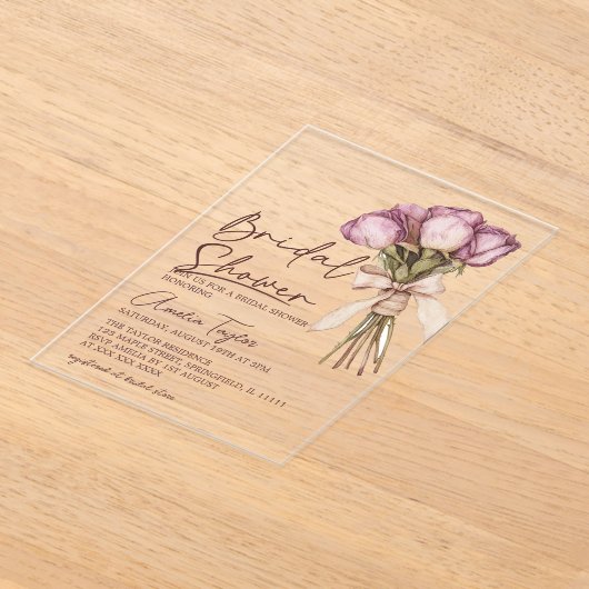 Bruidsmeisjesborrel met verse bloemen uit de markt acryl uitnodigingen (Laagn)