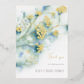 Bruidsmeisjesfeest Bedankkaart Kleine Witte Bloeme Folie Uitnodiging (Voorkant)