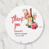 Bruidsmeisjesfeest 'Bloemblaadjes en Prosecco' Bed Bedankjes Labels (Voorkant)