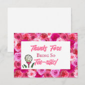 Bruidsmeisjesfeest Bruidsfeest Golf Roze Bloemen Bedankkaart (Voorkant / Achterkant)