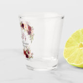 Bruidsmeisjesfeest Burgundy Waterverf Bloem Shot Glas (Rechts)