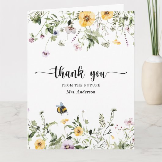 Bruidsmeisjesfeest Dankkaart met Wilde Bloemen Bij Bedankkaart (Voorkant)