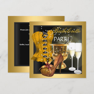 Bruidsmeisjesfeest Goud Zwart Korset Schoenen Kaart