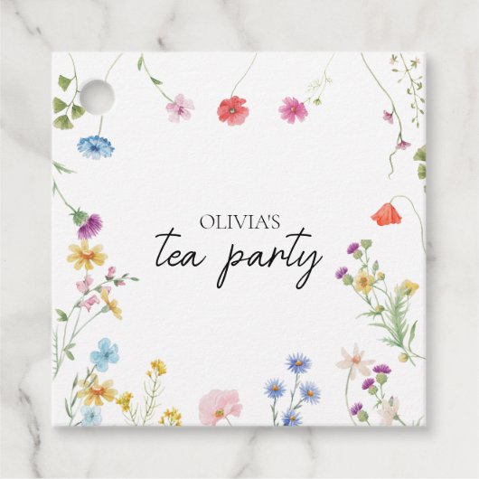 Bruidsmeisjesfeest met theepartij in het wildflowe bedankjes labels (Voorkant)
