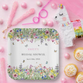 Bruidsmeisjesfeest met wilde bloemen en vlinders papieren bordje (Feest)