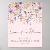 Bruidsmeisjesfeest met wilde bloemen roze bloemmot poster (Voorkant)