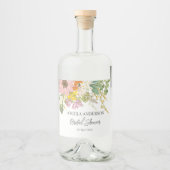 Bruidsmeisjesfeest Papier Coaster met Lente Bloeme Likeurfles Etiket (Voorkant)