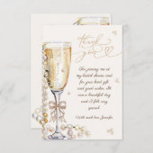 Bruidsmeisjesfeest Parels & Prosecco Dankjewel Bedankkaart (Voorkant / Achterkant)