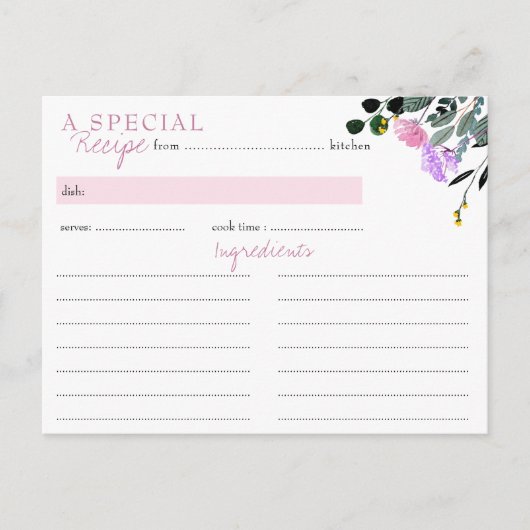 Bruidsmeisjesfeest Receptkaart voor in de Wilde Bl Briefkaart (Voorkant)