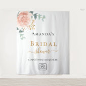 Bruidsmeisjesfeest roze goud bloemig eucalyptus wandkleed (Voorkant)